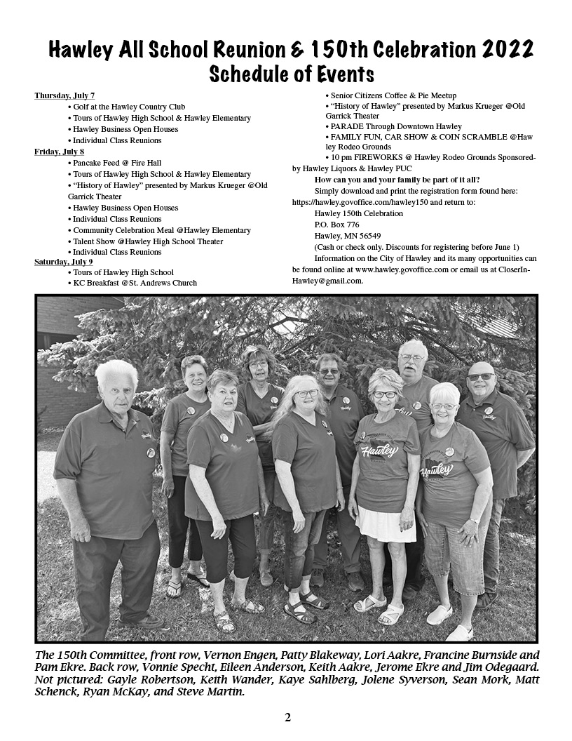 Hawley’s 150th Information Hawley Herald